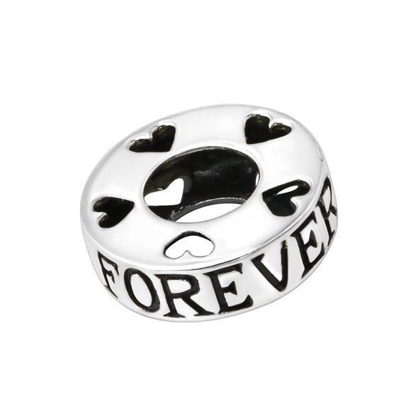 Sterling Silver Heart Forever Charm Bead - Picture 1 of 1